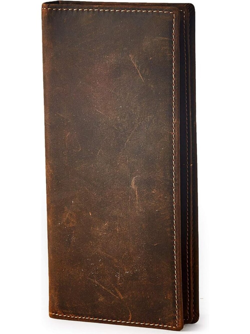 Vintage Genuine Leather Bifold Wallet for Men - Handmade Cowhide, Bills & Cards